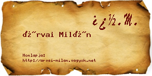 Árvai Milán névjegykártya