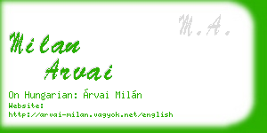milan arvai business card